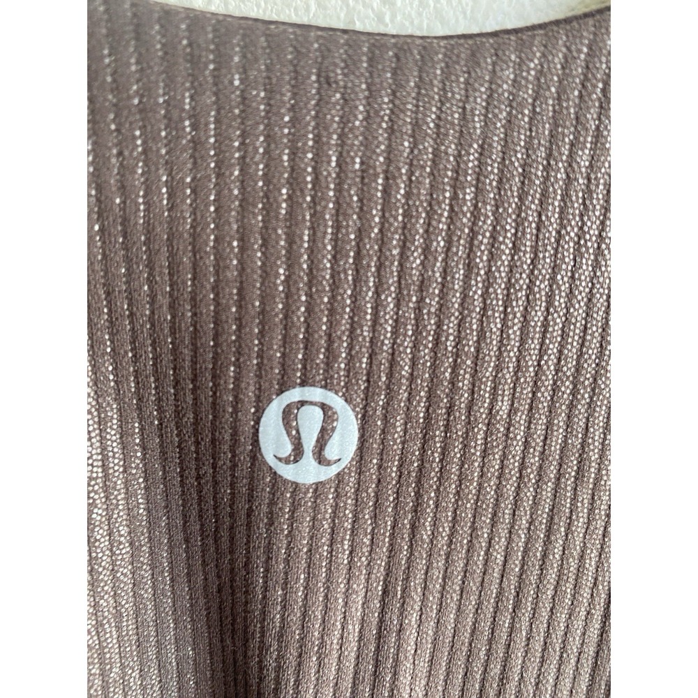 Lululemon Align Ribbed Bodysuit 25" Shine Espresso Radiate Foil Size 8 - Picture 5 of 7